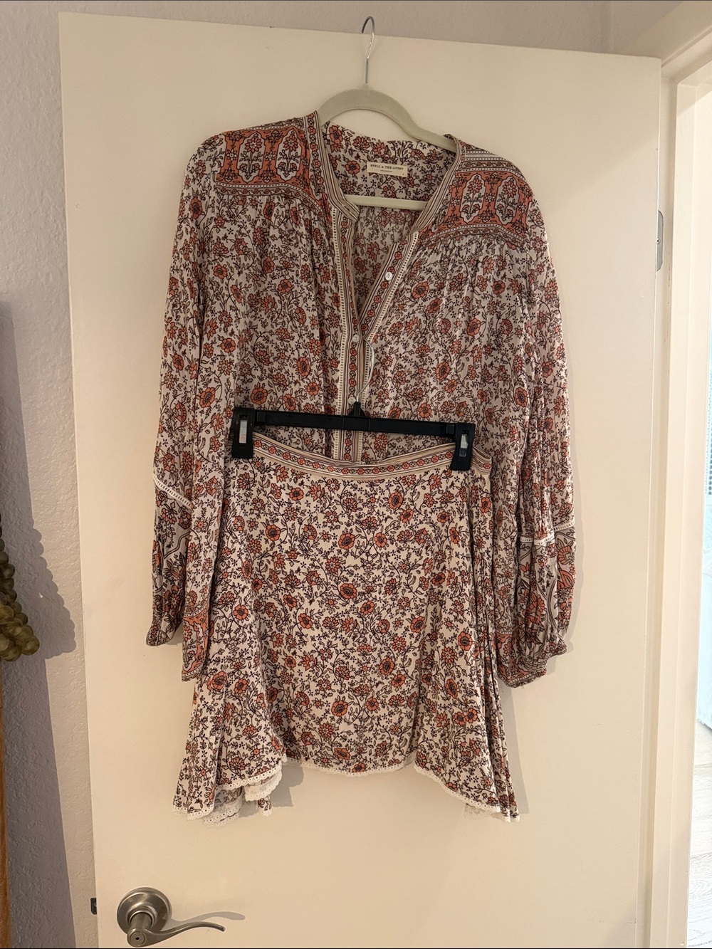 Spell Floral Boho Tunic in Rust and Cream